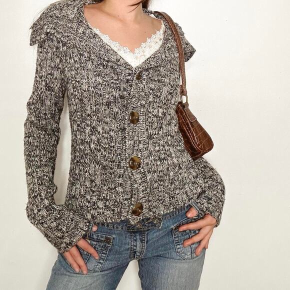 Y2k energie gray and black knit cardigan - Picture 2 of 7